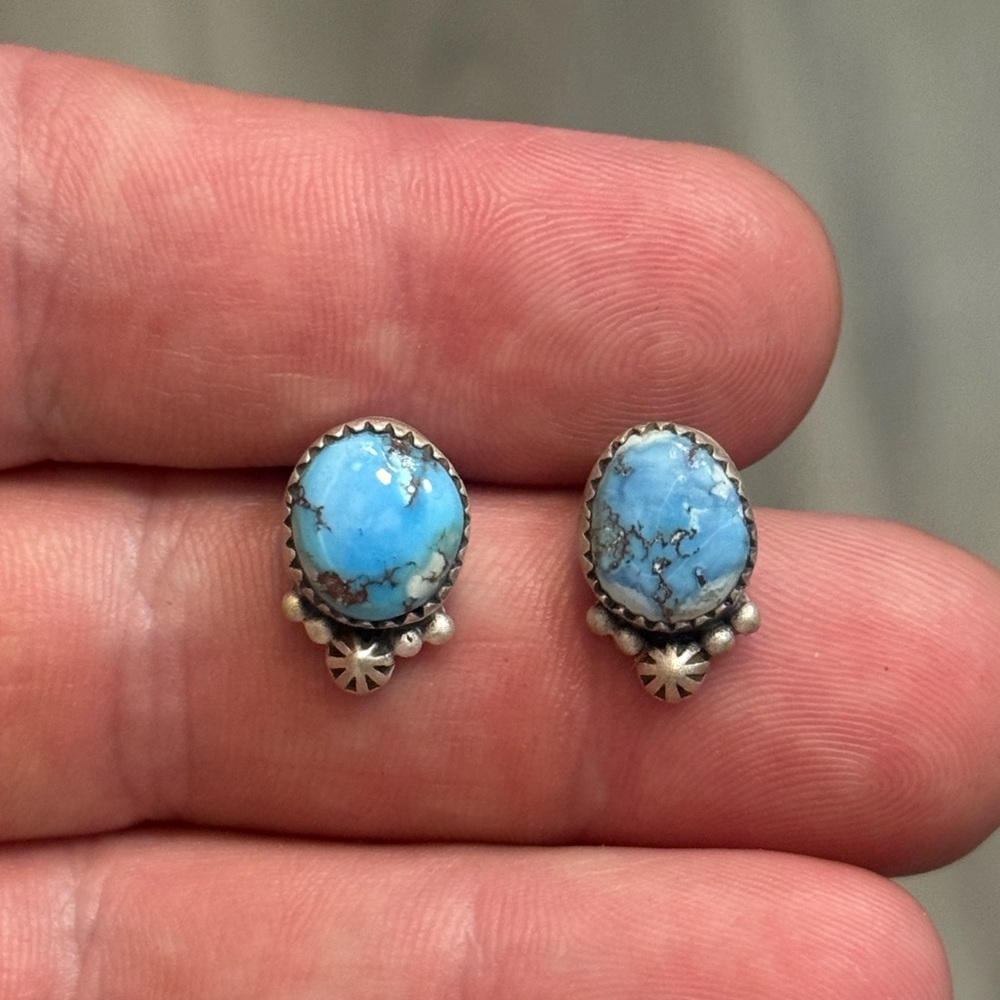 STERLING SILVER NATIVE SOUTHWEST GOLDEN HILLS TURQUOISE CONCHO STUDS .925